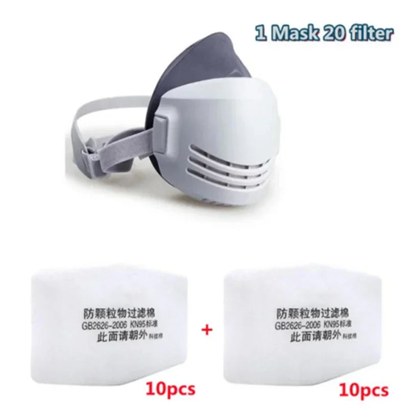 Half Face Dust Mask Respirator with 20 Pcs Filter Cotton, Industrial Use