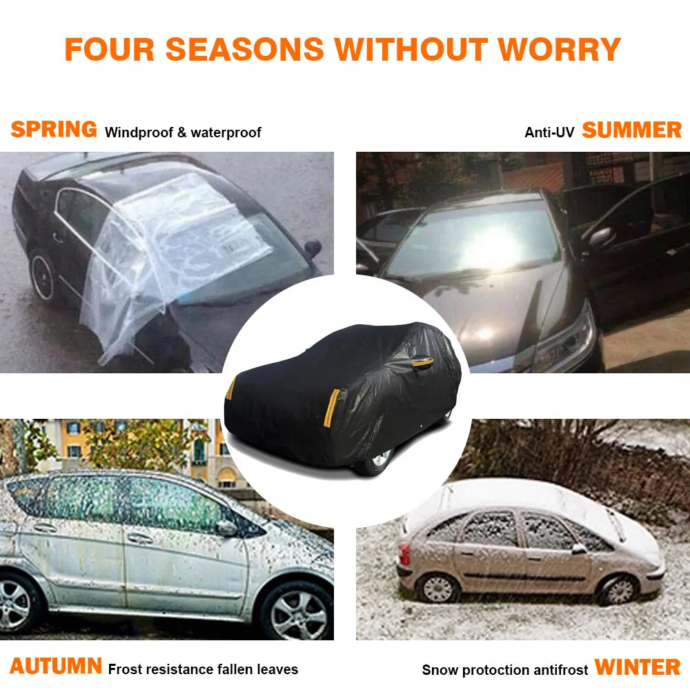 SUV Car Cover with Driver Door Zipper and Wheel Straps