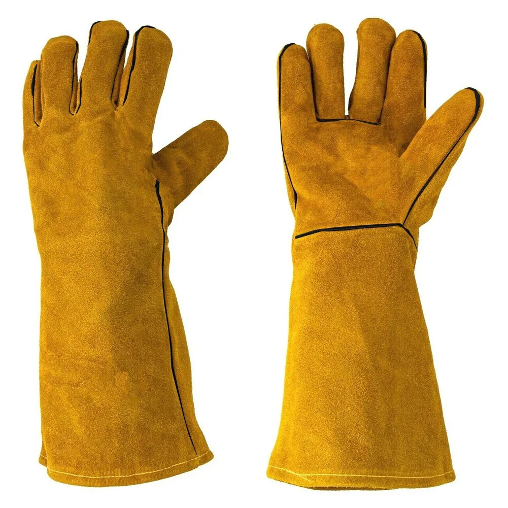 Flame-Retardant Heat-Proof Welding Work Gloves, Yellow