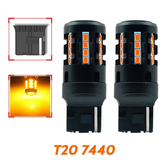 T20 7440 LED Turn Signal Bulbs for Toyota RAV4, Amber Canbus, 2 Pcs