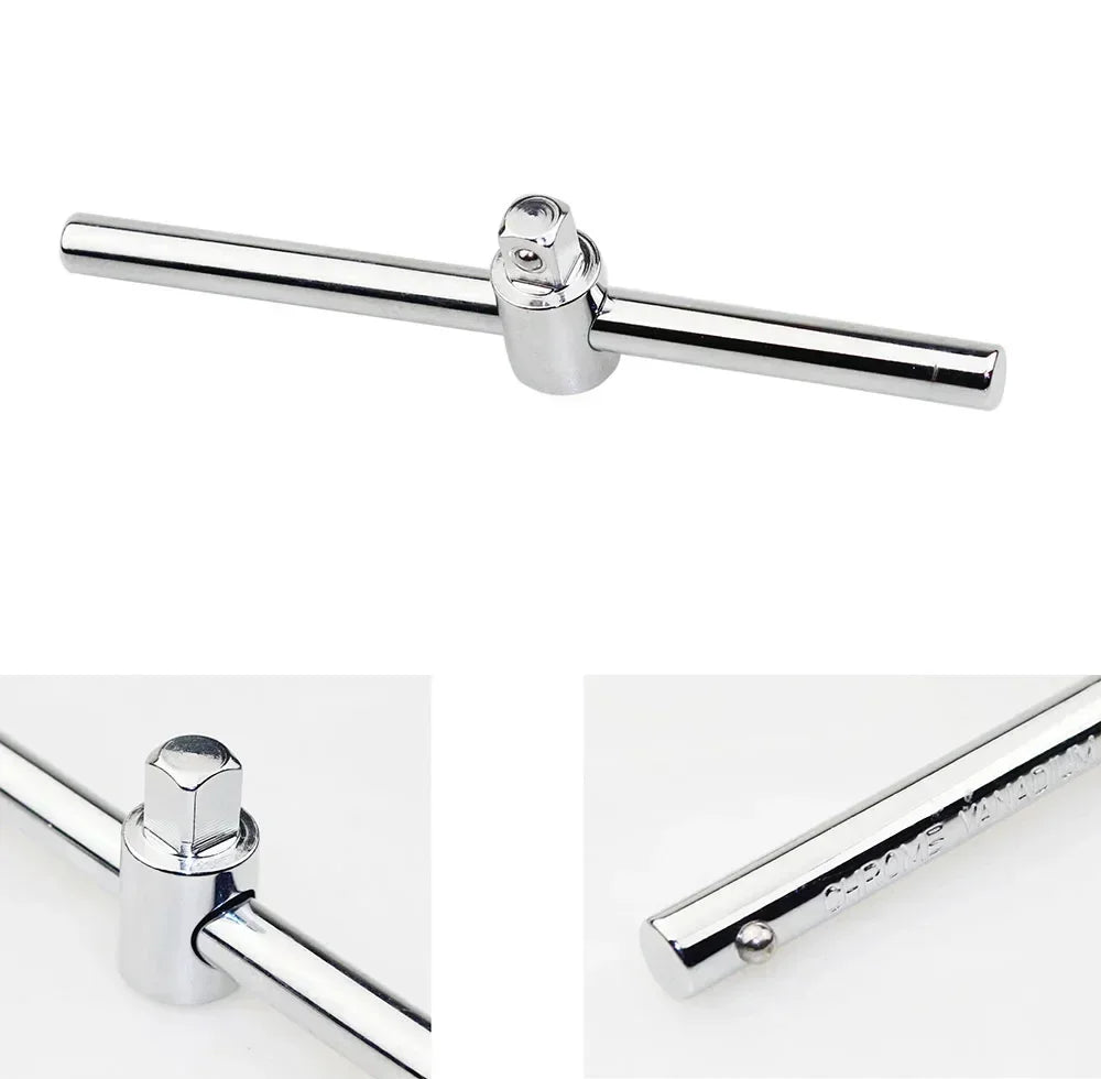 110-300mm T-handle Socket Breaker Bar For Ratchet Driver & Car Repair 1/4" 3/8" 1/2" Drive Impact Socket Sliding Extension Bar