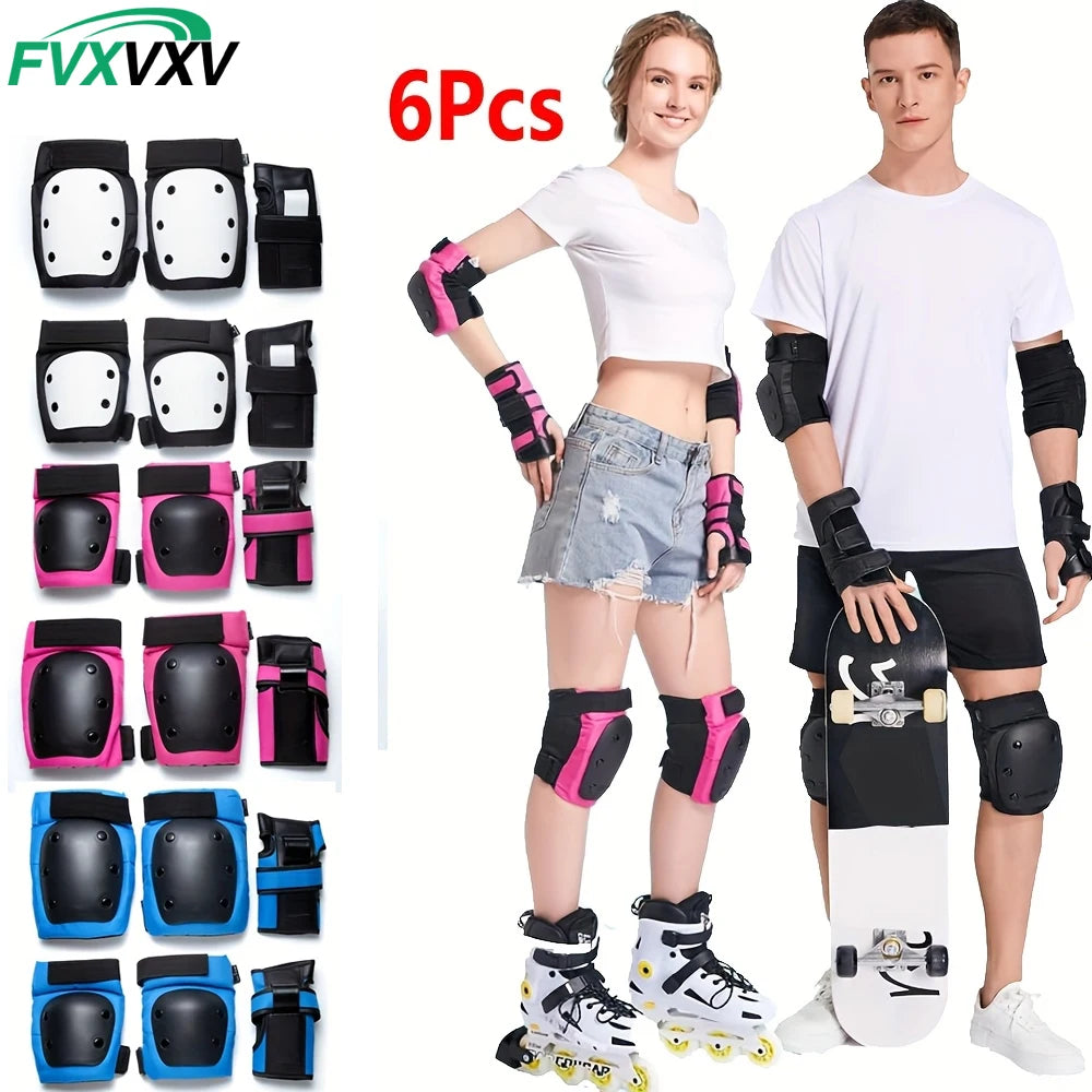6-in-1 Knee, Elbow & Wrist Protective Gear Set for Skating
