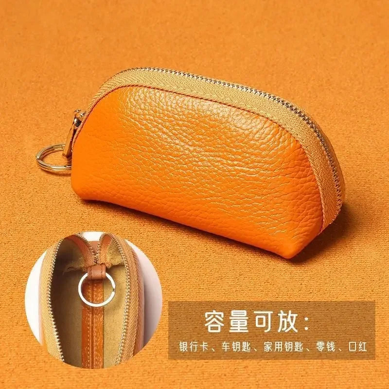 Car Keychain Covers Men Key Holder Leather Car Key Wallets Housekeeper Keys Organizer Zipper Key Case Bag Pouch Purse