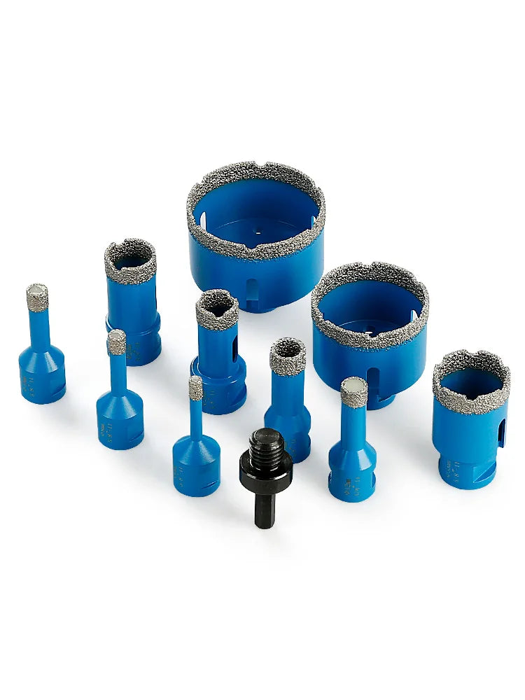 LOZLIN 10Pcs Brazed Diamond Dry Drill Bits Hole Saw Set 5/8-11 Thread Diamond Hole Opener Tools Dry Cutting Core Drill Bit Kit for Ceramic Tile Granite Marble Quartz Stone Glass Porcelain Home Renovation Masonry Construction