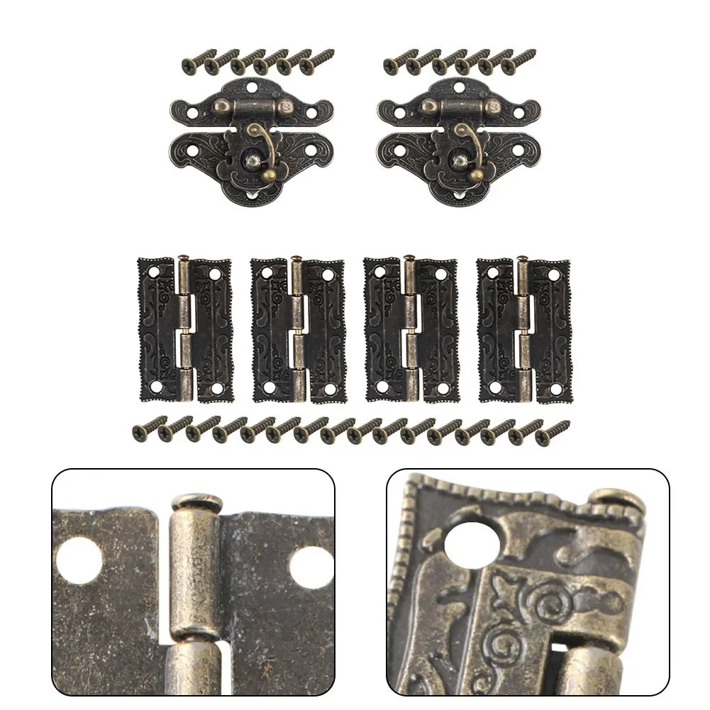 6-Piece Antique Bronze Cabinet Door Hinges with Screws