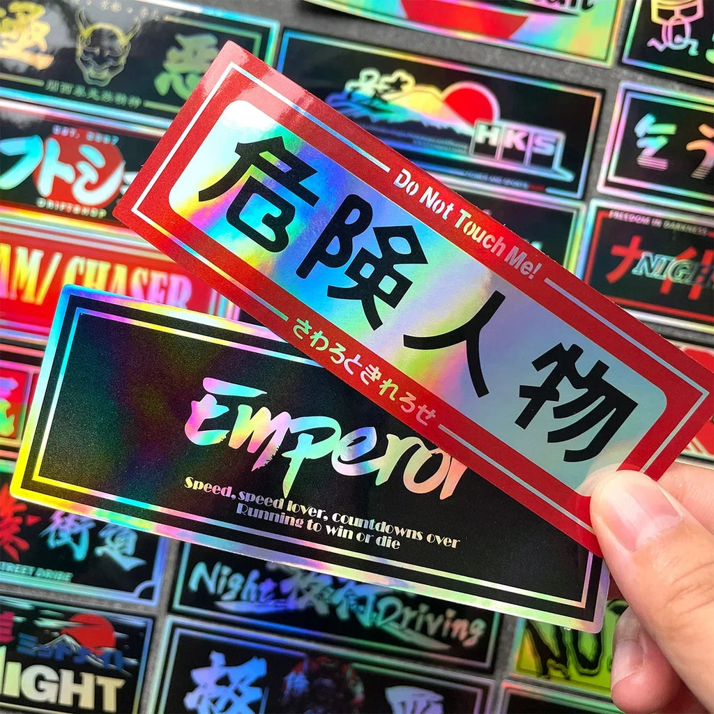 JDM Samurai Laser Rainbow Stickers for Car Window and Motorcycle Helmet