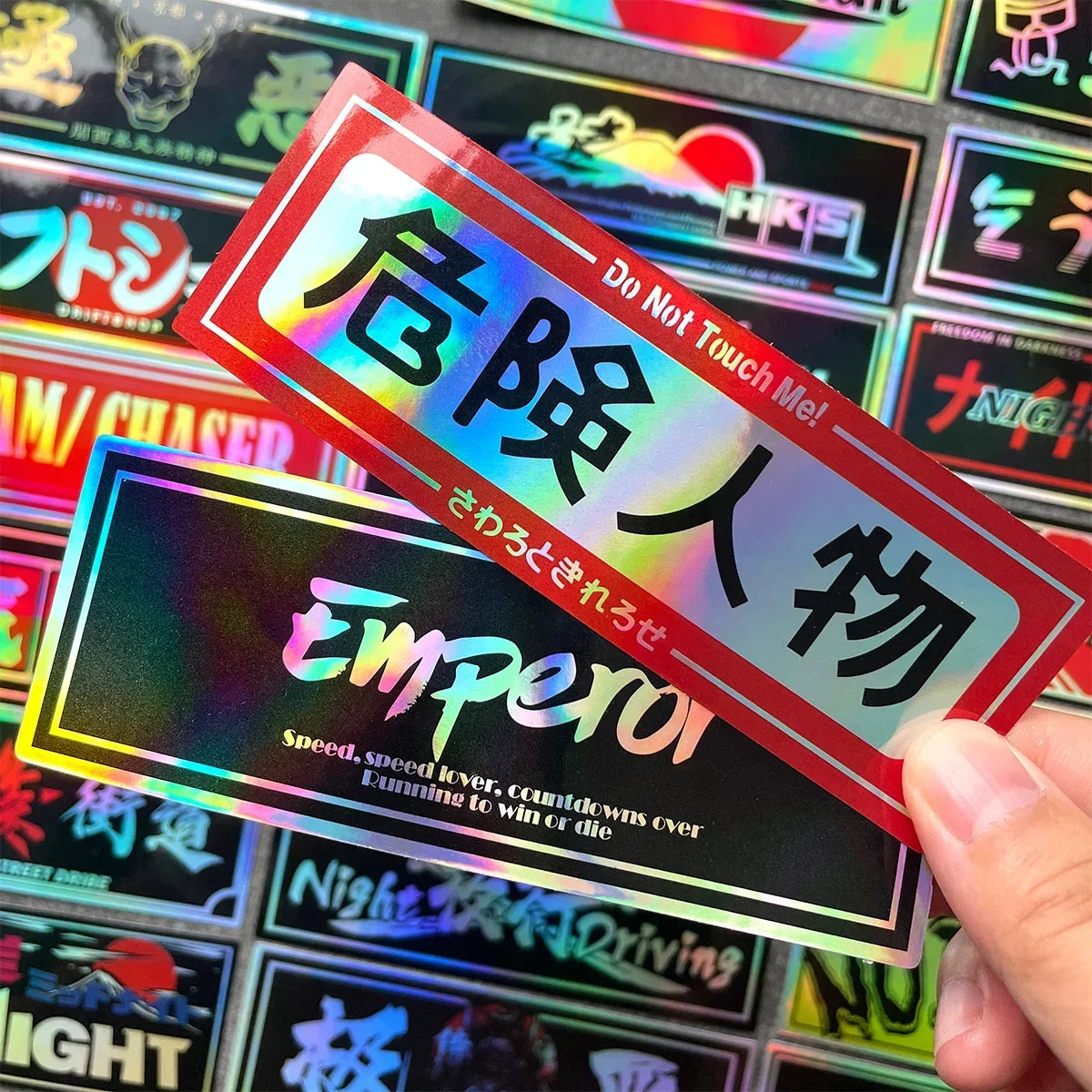 JDM Samurai Laser Rainbow Stickers for Car Window and Motorcycle Helmet