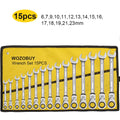 Combination Ratcheting Wrench Set, Chrome Vanadium Steel, with Bag - image 22
