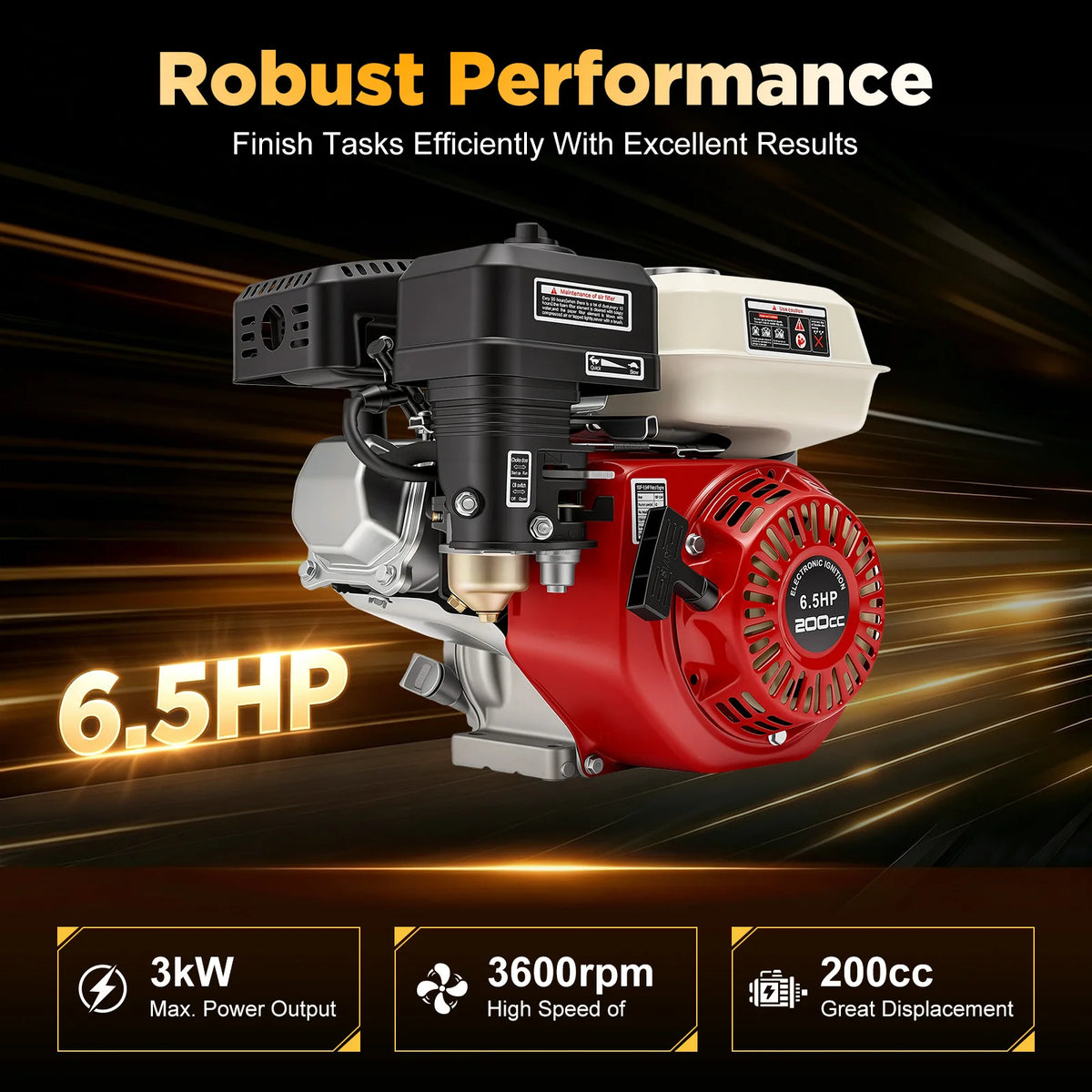 200cc 6.5HP 4-Stroke Gas Engine for Pressure Washer and Tiller