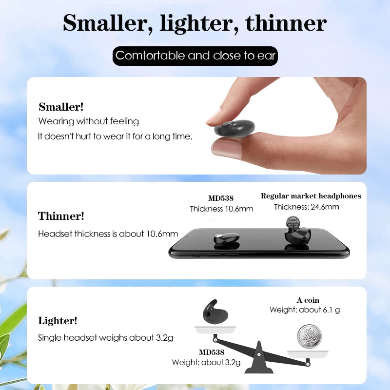 SK Ultra-Thin Wireless Sleep Earbuds, Bluetooth 5.3 - image 5
