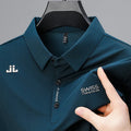 Men's Solid Color Short Sleeve Polo Shirt Business Casual Breathable Comfortable Fashionable Versatile Business Top with Badge
