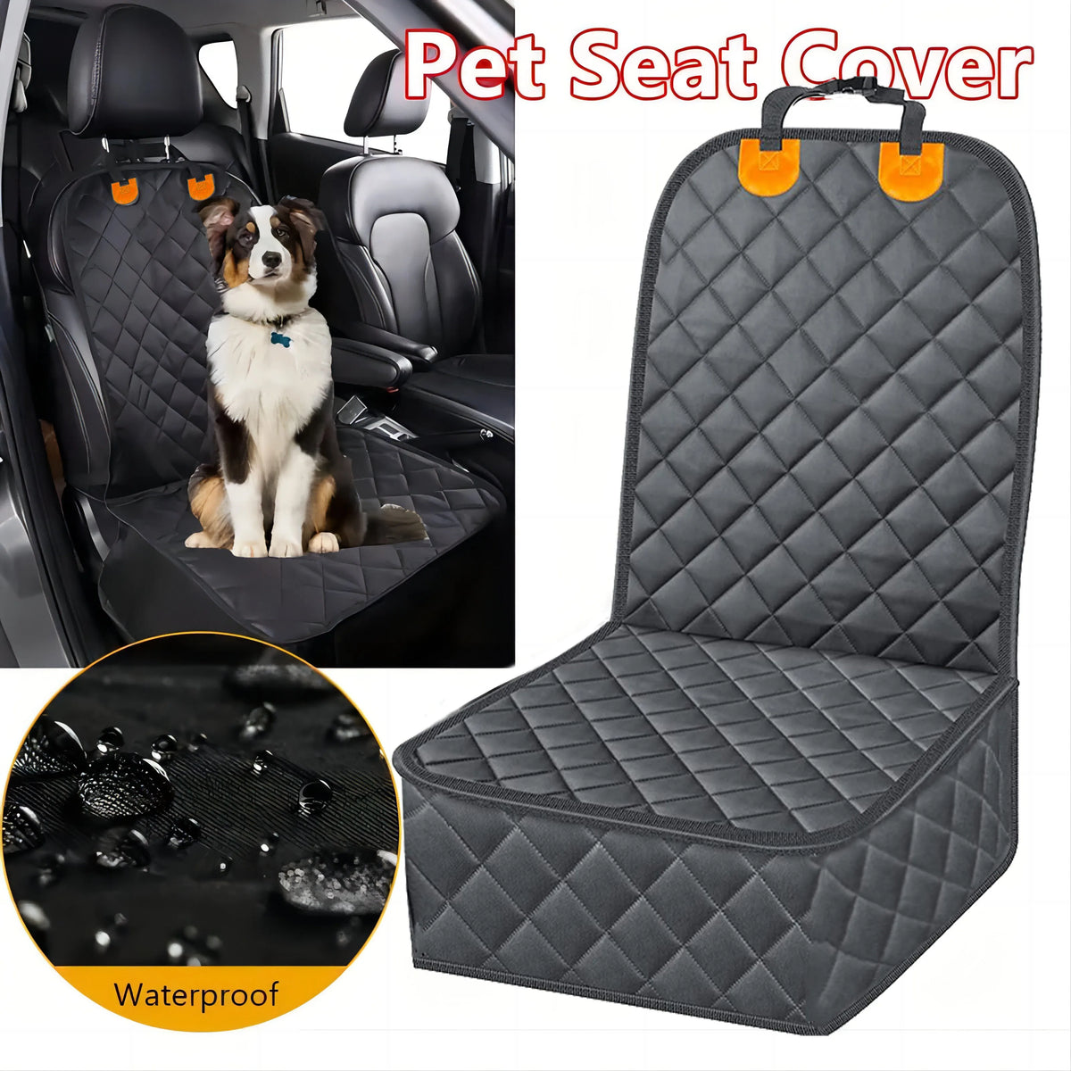 Dog Front Seat Cover for Cars, Waterproof Nonslip Pet Car Seat Protector, Quilted & Durable Padded Dog Seat Covers for Cars