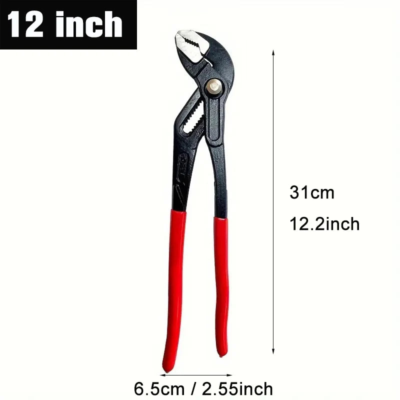 7"/10"/12" Water Pump Pliers Quick-Release Plumbing Pliers Pipe Wrench Adjustable Water Pipe Clamp Plier Multifunction Hand Tool