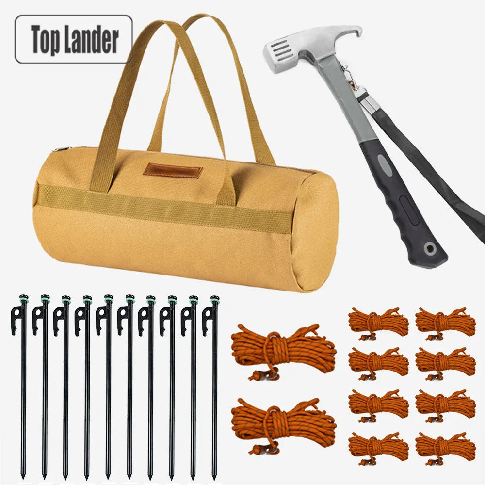 Camping Gear Storage Bag Forged Pack 30cm Tent Stakes Pegs Ropes Hammer Accessories Organizer Carry Bag Outdoor Camping Hiking