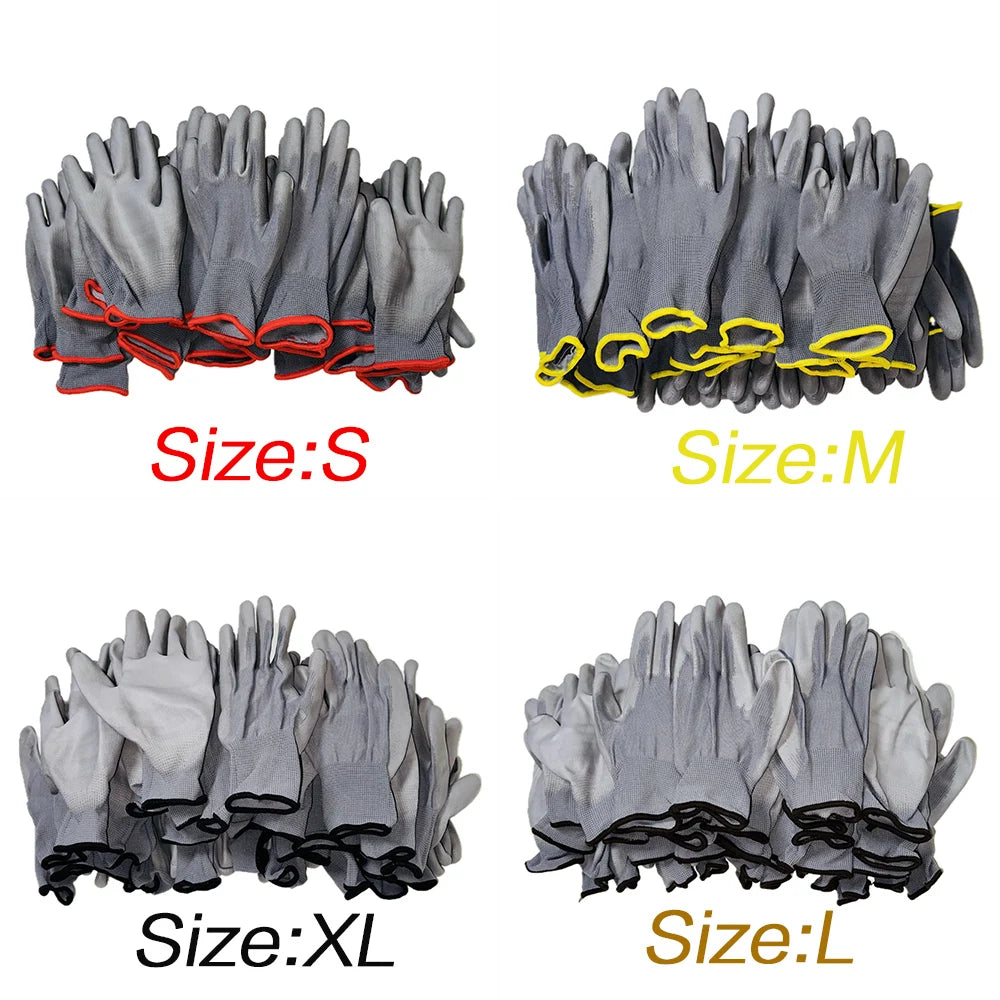 12/24/36 Pairs of Nitrile Safety Work Gloves PU Coated, Palm Coated Mechanical Work Gloves and PU Gloves, for Men and Women