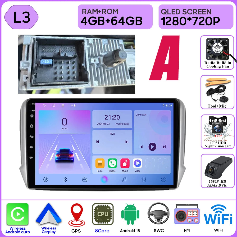 Peugeot 2008/208 10" Android 16 GPS Navigation Stereo (2012-2018) - image 30