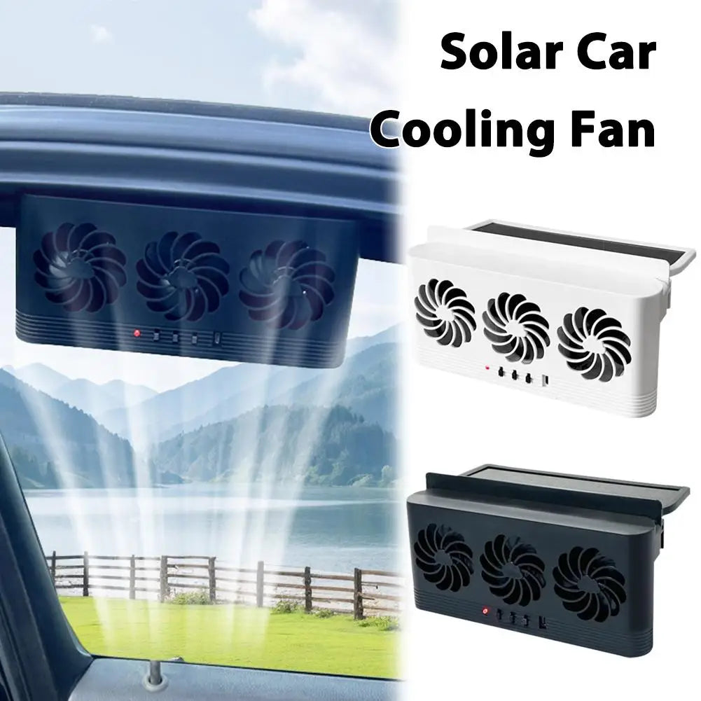 Solar Powered Car Window Exhaust Fan, 3 Air Outlets
