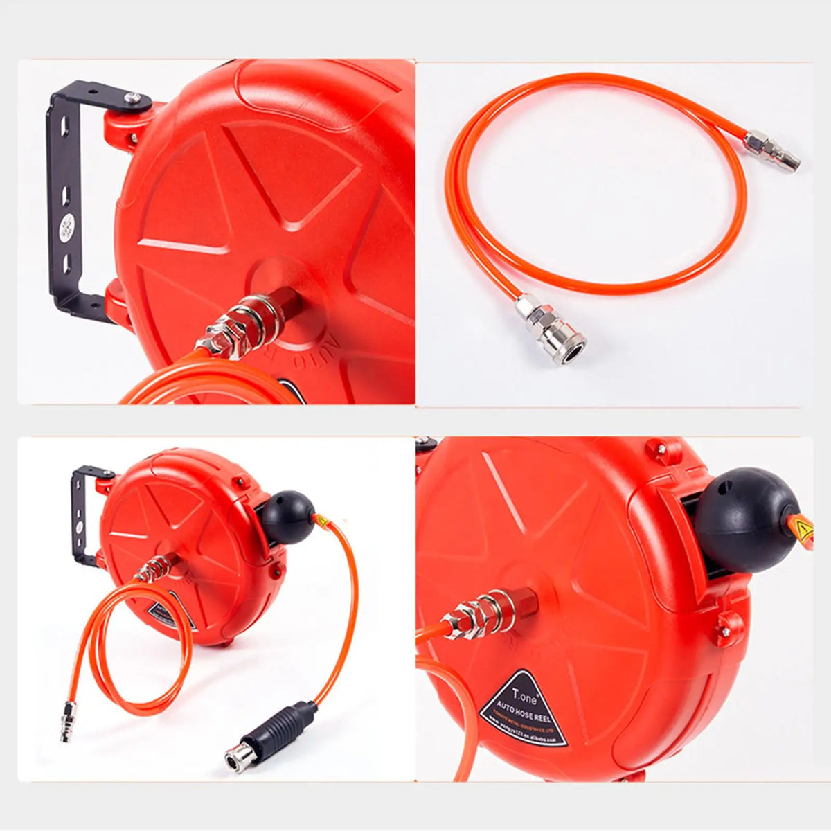 Automatic Retractable Air Hose Reel Auto Rewind with 10M Tube Automatic Locking Air Compressor Hose Reel for Garden Workshop