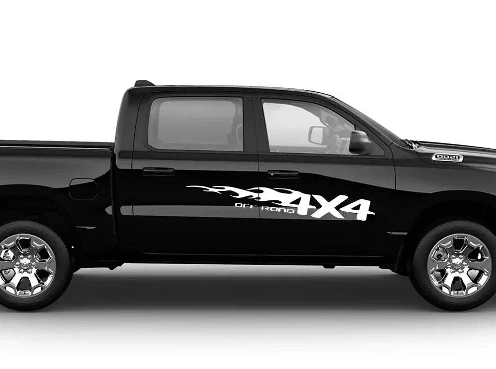 4x4 Off Road Flame Decals for Pickup Trucks, 2 pcs, 60cm or 120cm