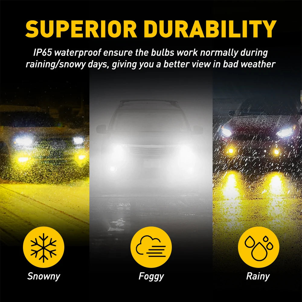 Dual Color LED Fog Light Bulbs H8 H9 H11 H16, Set of 2