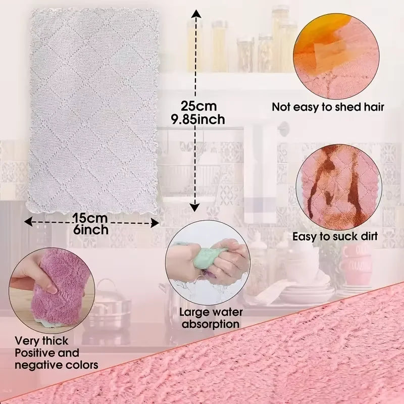 10pcs Soft Absorbent Cleaning Rags - Multi Household Wipes for Dishes & Bathroom, Quick-Drying Hand Towels Reusable Dishcloths.
