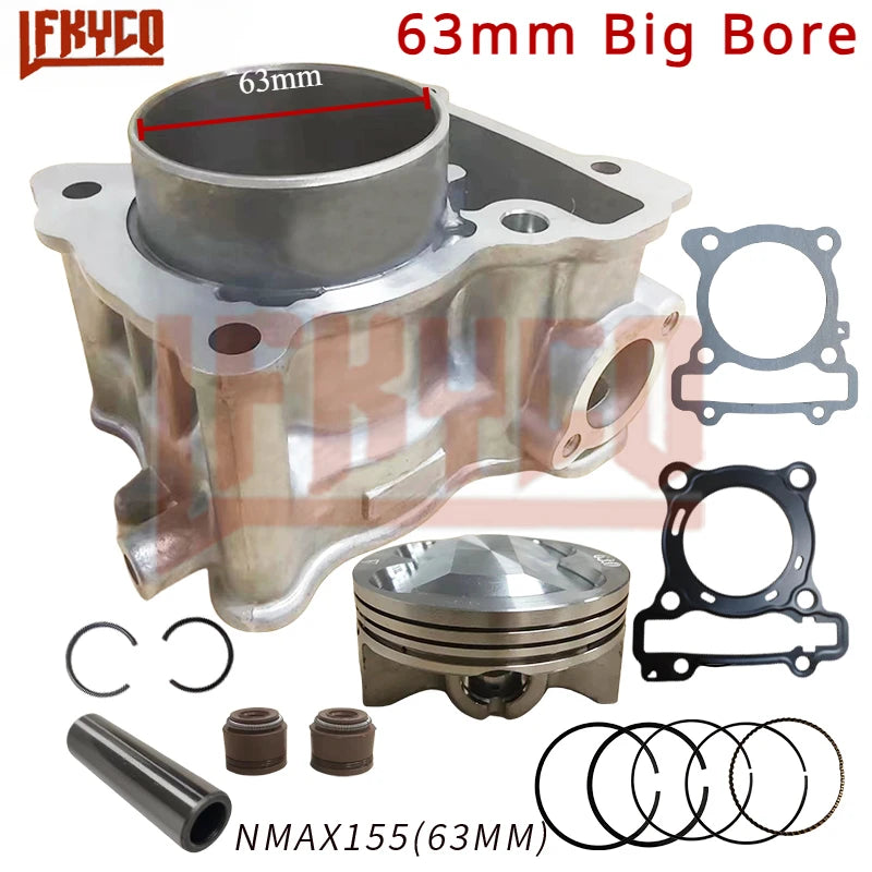 63mm Big Bore Cylinder Kit, 155cc to 183cc, for Yamaha NMAX and Aerox