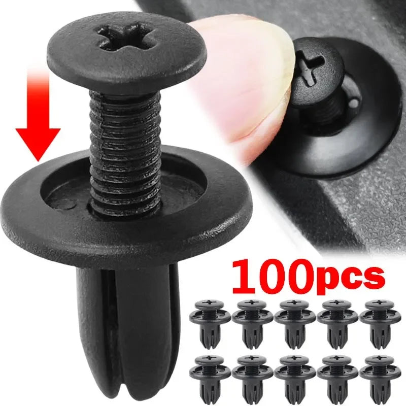 8mm Plastic Push Rivets (100 Pack) for Auto Trim & Bumper Repair
