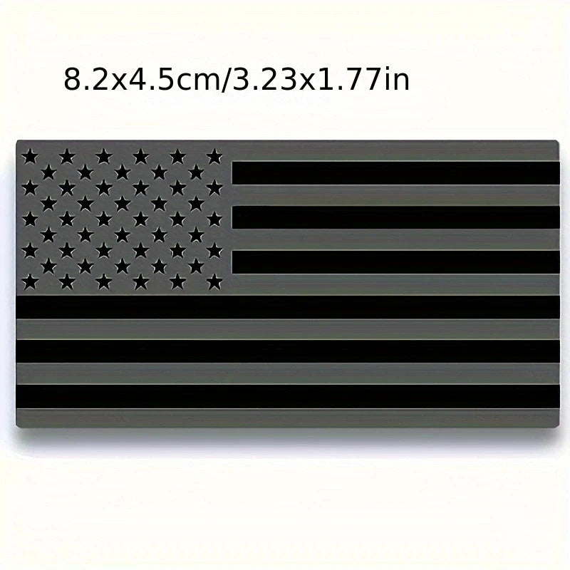 Matte Black 3D American Flag Metal Stickers for Car and Truck, Pair