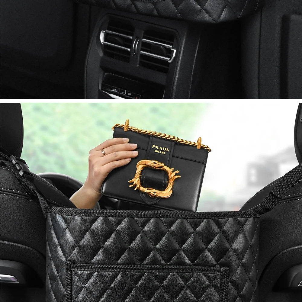 Large Car Middle Seat Storage Bag with Net Pocket