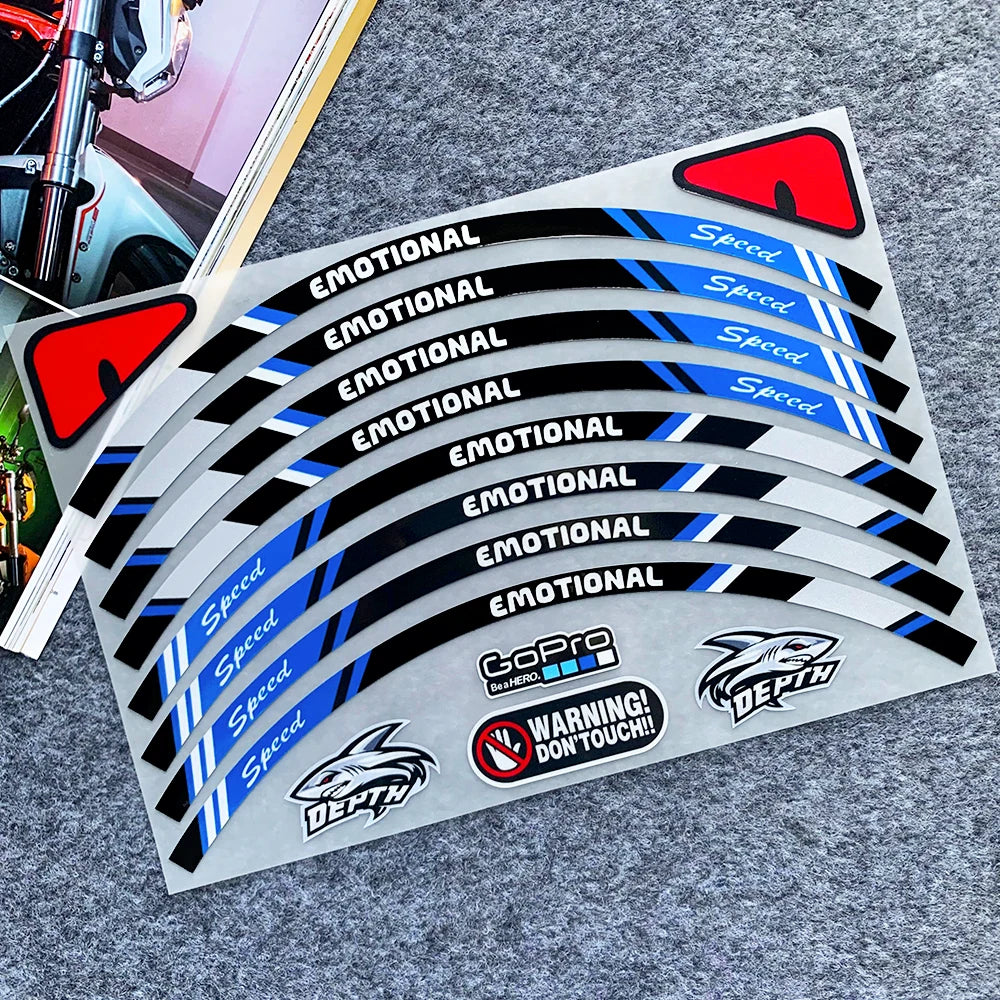 8pc Reflective Wheel Rim Tape Decals for 10in to 14in Wheels - view 10