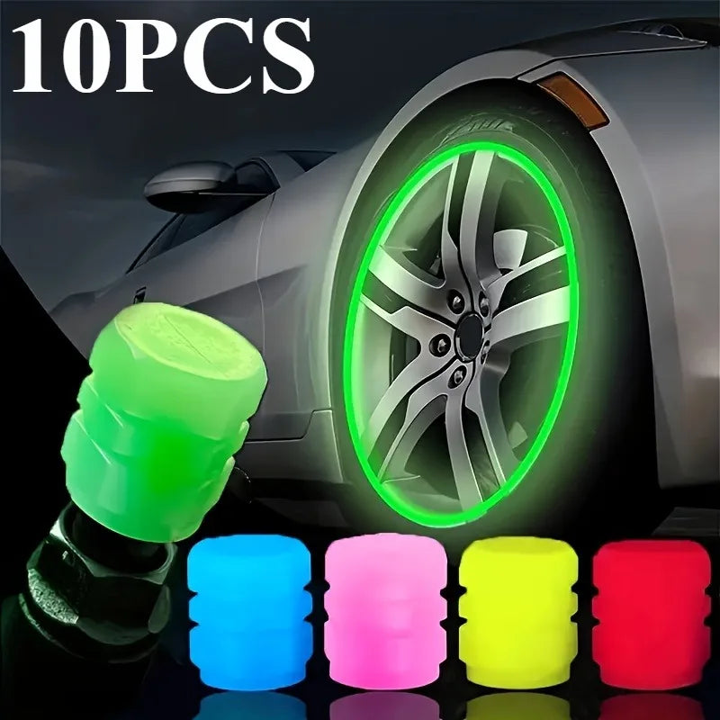 10Pcs Luminous Tire Valve Caps Glow in Dark for Car Motorcycle Bike