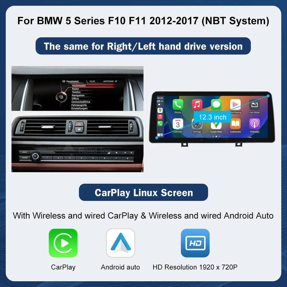 12.3" Touch Screen for BMW 5 Series F10/F11 CarPlay Android Auto - image 9