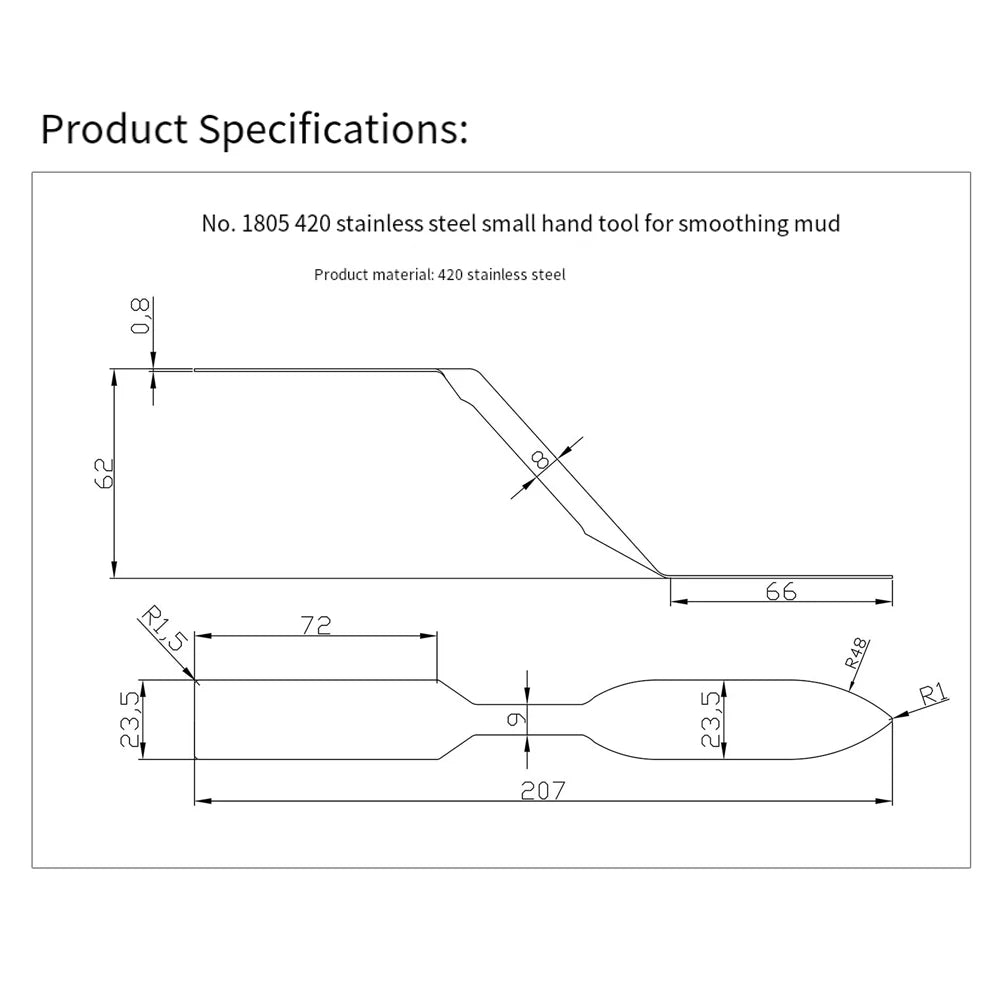 Double headed plastering trowel, stainless steel caulking and seam repair tool