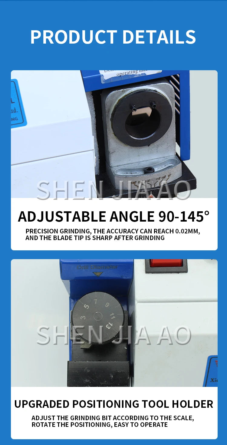 Desktop drill bit sharpener 3 to 13mm, twist drill grinder with adjustable point angle