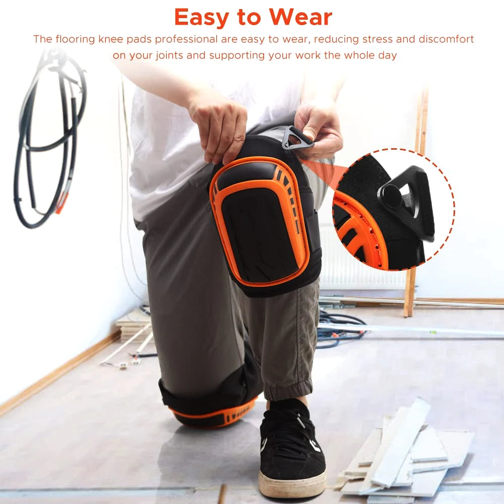 1Pair Professional Knee Pads With Heavy Duty Foam Padding and Comfortable Gel for Work, Gardening, DIY, Construction, Flooring