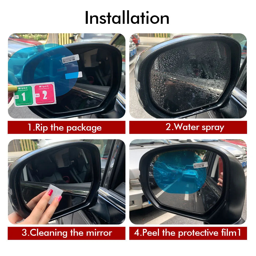 Rainproof Anti-Fog Side Mirror Film, Clear 2-Piece Set