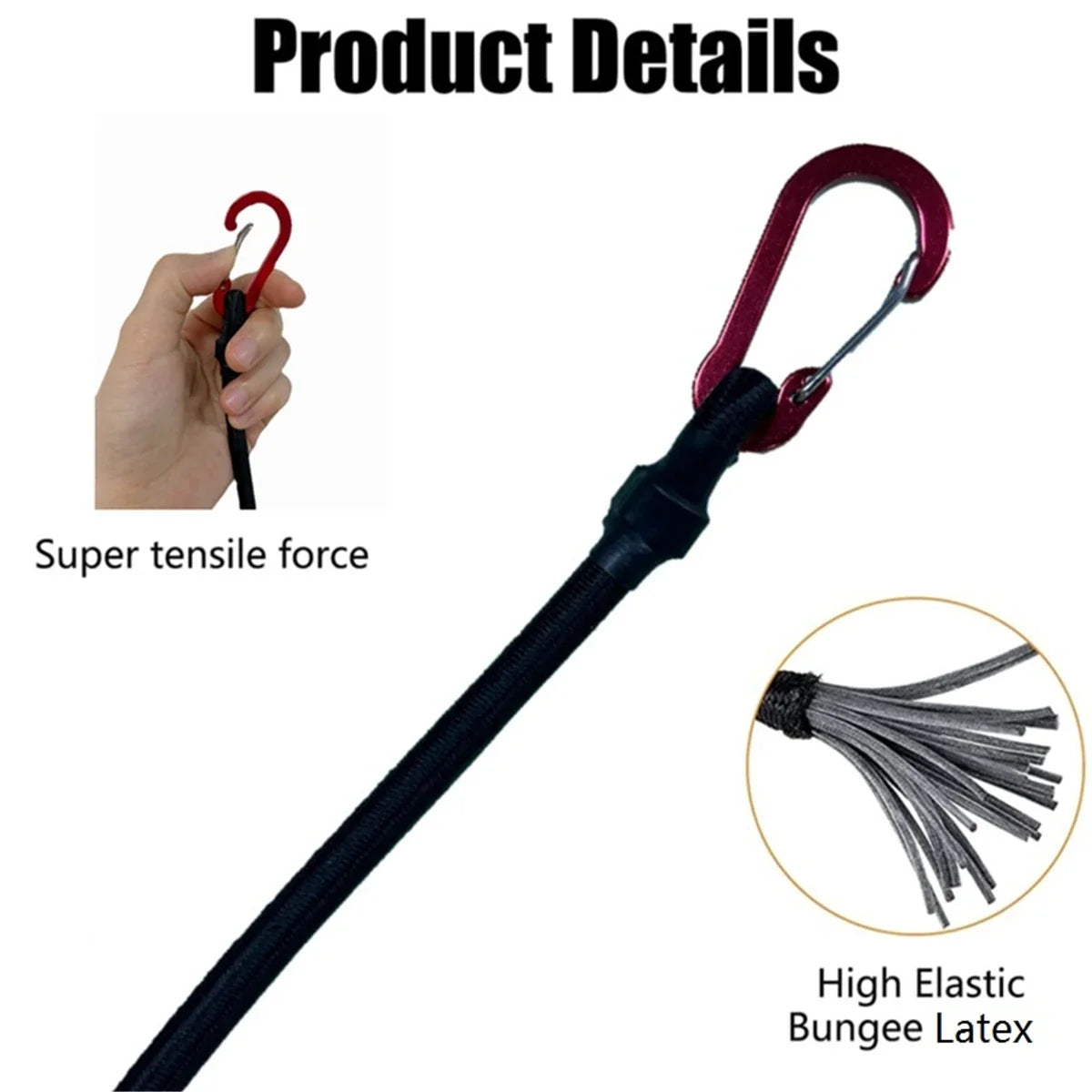 Heavy-Duty Bungee Strap with Carabiner Hooks