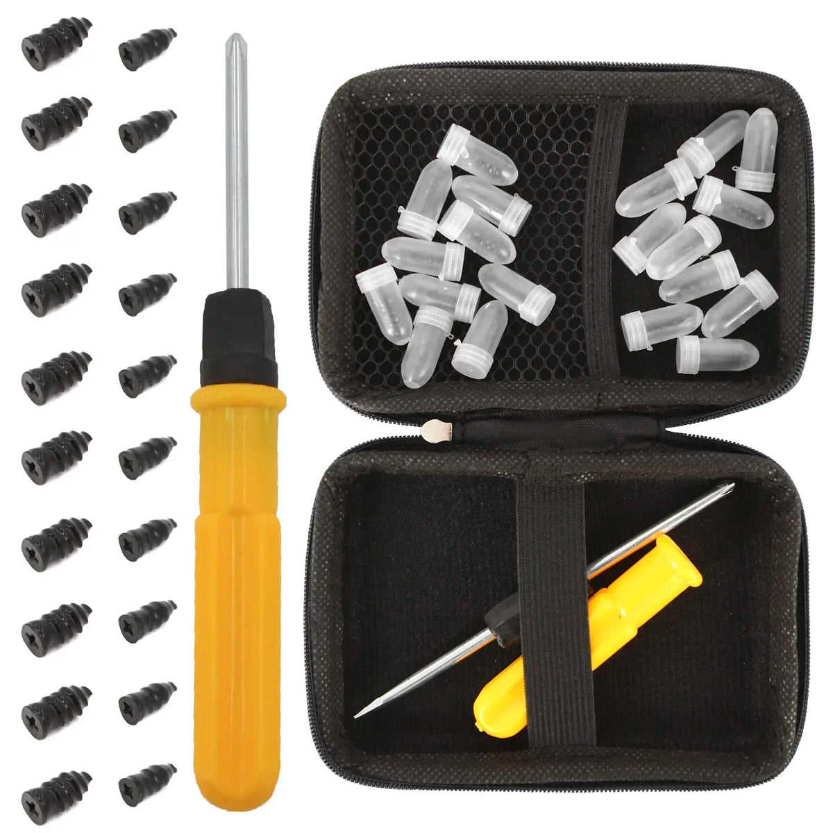 Universal Tubeless Tire Repair Kit Emergency Puncture Tools with Rubber T-Plugs