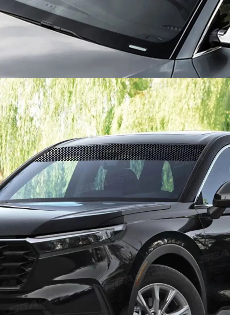 Front Windshield Sun Strip Sticker with Grid Pattern, 59 x 7.9 in