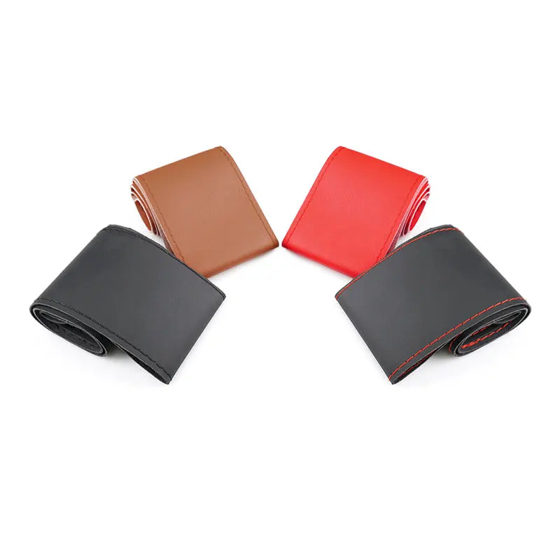 38cm DIY Car Steering Wheel Braid Cover Microfiber Leather with Needles Thread Non-slip Auto Accessories Kit