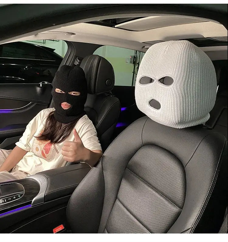 Funny Ski Mask Car Headrest Cover