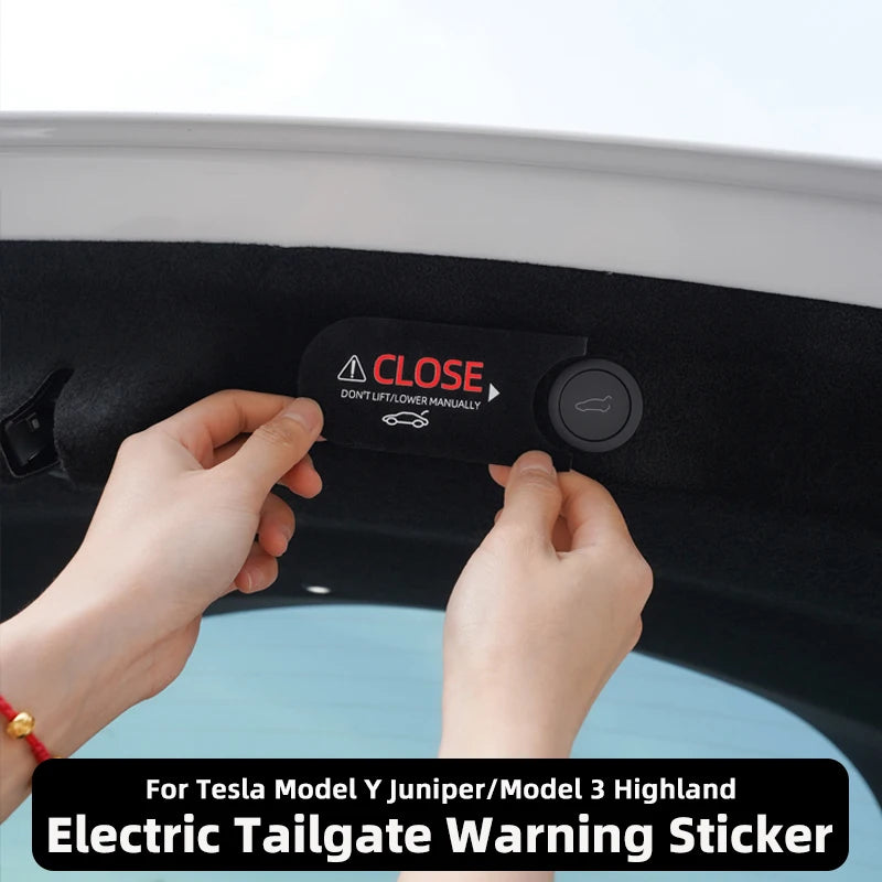 Electric Tailgate Warning Decal for Model Y and Model 3