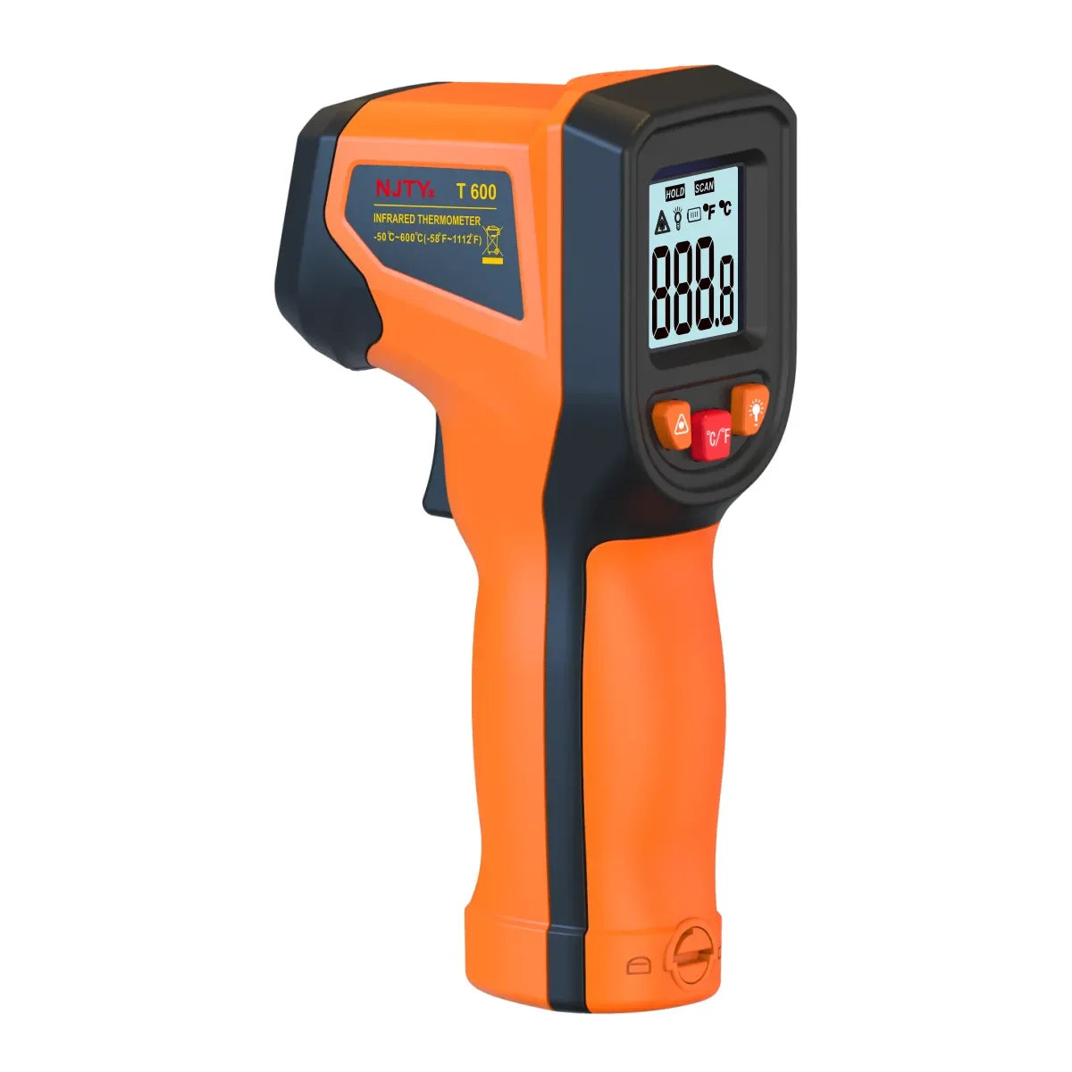T600 Laser Temperature Gun, Infrared Thermometer Sensor Handheld Non-Contact IR LCD Industrial Pyrometer 600°C