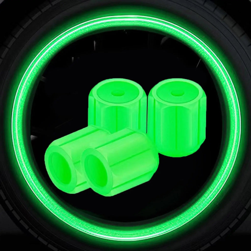Glow in the Dark Tire Valve Stem Caps, Set of 4