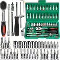Advanced Car Repair Kit , Green Toolbox, 46pcs Professional Ratchet Set Professional Tool Set, Car Maintenance Essentials