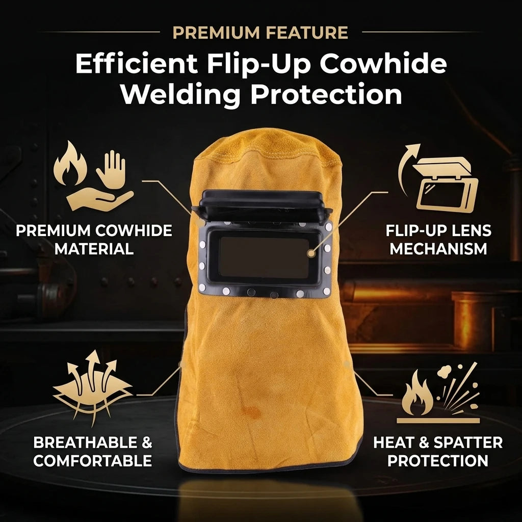 Welding Helmet  Good Quality Heat Resistant Breathable Welding Helmet  Mask with Lens Leather Welding Mask