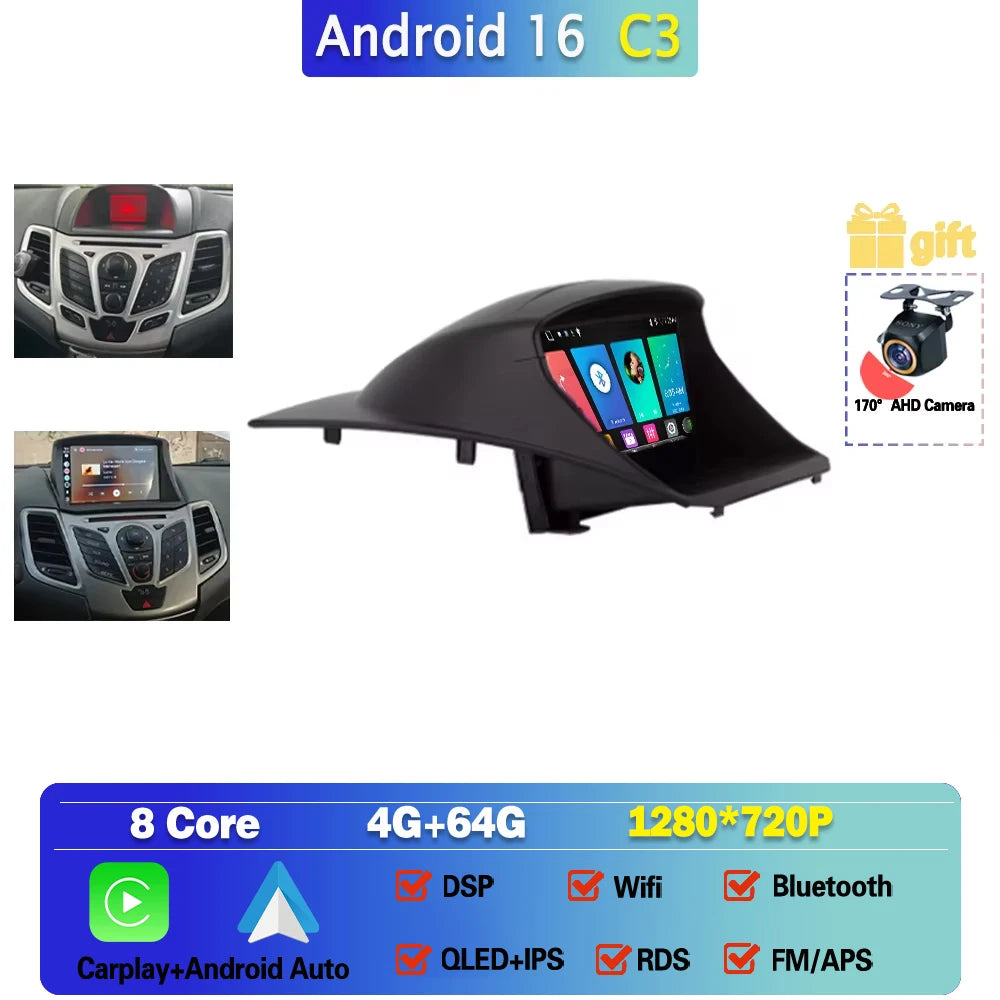 Ford Fiesta Mk6 9 Inch Android 16 CarPlay GPS Head Unit - image 11
