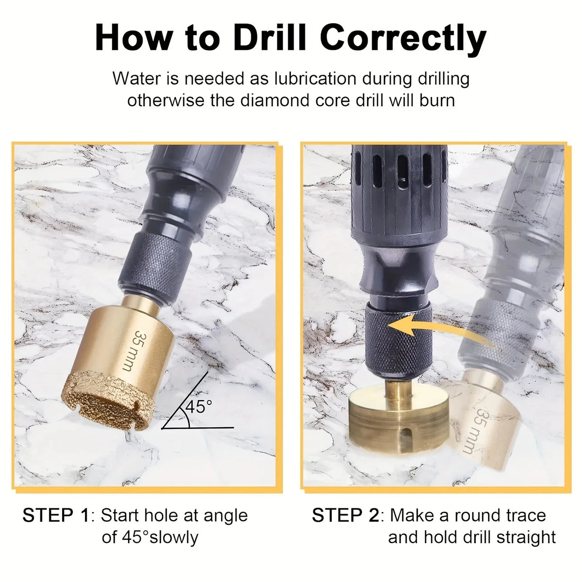 12pcs Diamond Drill Bit Set for Glass, Marble & Stone - 6-35mm Hole Saw Kit with Hand Tools, Granite, Tile, Ceramic