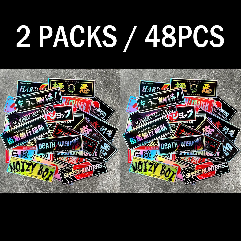 JDM Samurai Laser Rainbow Stickers for Car Window and Motorcycle Helmet