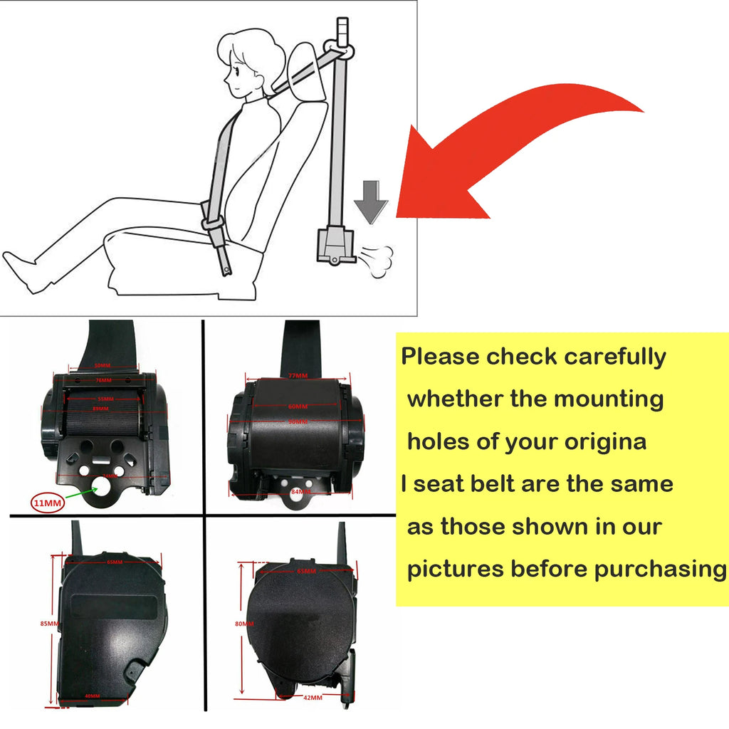 Retractable 3-Point Seat Belt Kit for Sedan, Truck & Van (Grey) - image 5